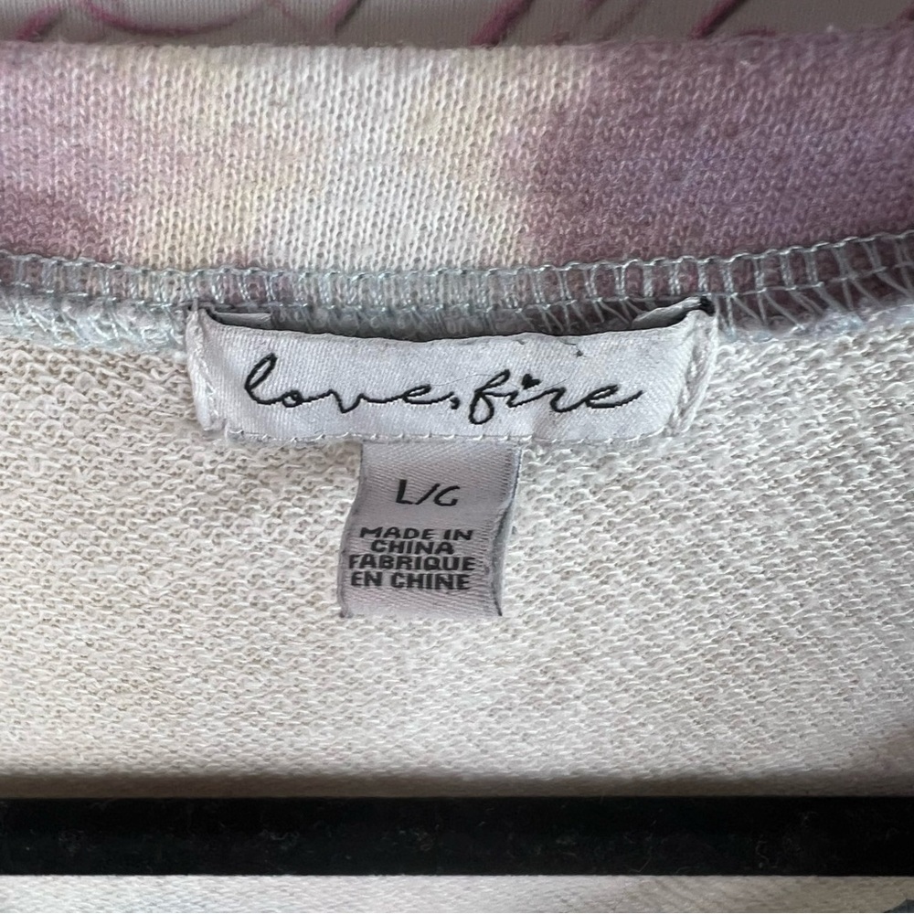 love, Fire sweater cropped long sleeve ombré Multicolor Tie-Dye Crop Sweatshirt - Picture 7 of 10
